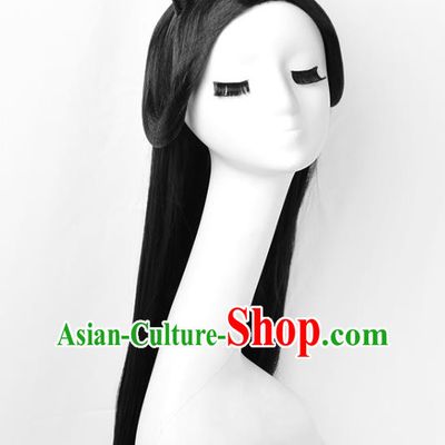 Chinese Ancient Princess Headdress Jin Dynasty Palace Lady Hairpieces Traditional Hanfu Dance Wigs Chignon