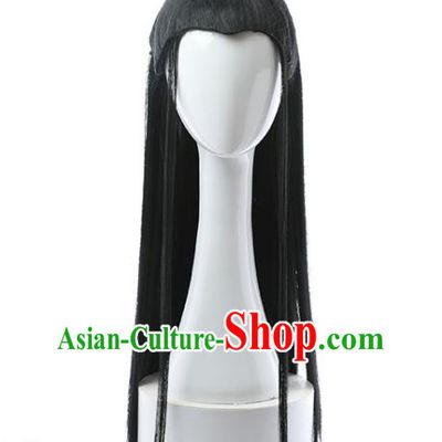 Chinese Ancient Young Male Hairpieces Ming Dynasty Swordsman Wigs Traditional Cosplay Childe Headdress