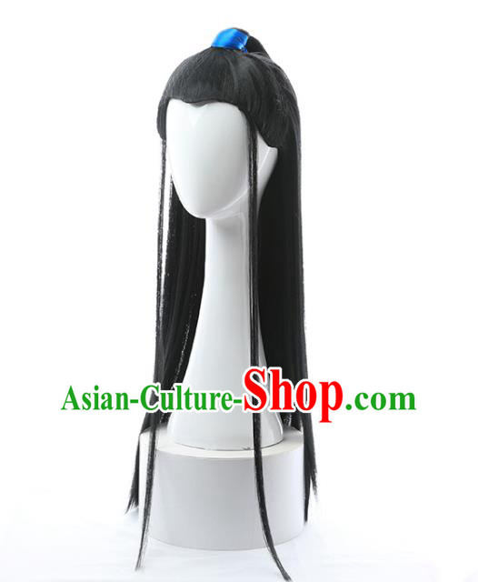 Chinese Ancient Young Male Hairpieces Ming Dynasty Swordsman Wigs Traditional Cosplay Childe Headdress Chinese Ancient Young Male Hairpieces Ming Dynasty Swordsman Wigs Traditional Cosplay Childe Headdress