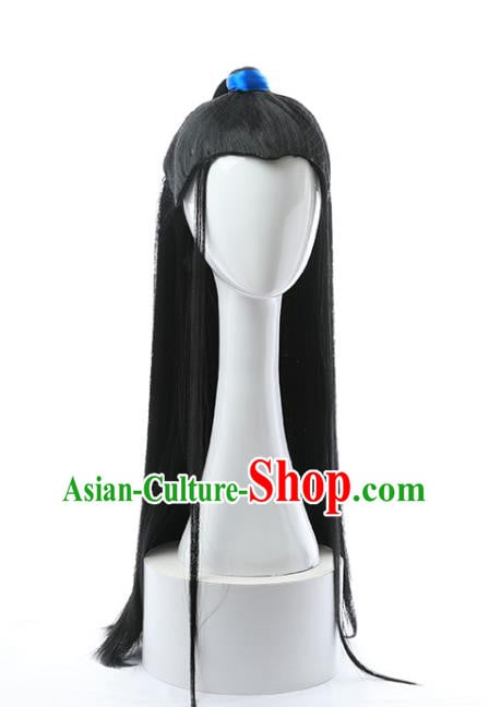 Chinese Ancient Young Male Hairpieces Ming Dynasty Swordsman Wigs Traditional Cosplay Childe Headdress Chinese Ancient Young Male Hairpieces Ming Dynasty Swordsman Wigs Traditional Cosplay Childe Headdress
