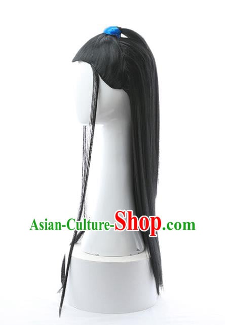 Chinese Ancient Young Male Hairpieces Ming Dynasty Swordsman Wigs Traditional Cosplay Childe Headdress Chinese Ancient Young Male Hairpieces Ming Dynasty Swordsman Wigs Traditional Cosplay Childe Headdress