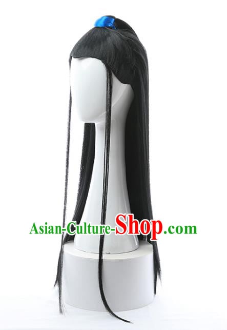 Chinese Ancient Young Male Hairpieces Ming Dynasty Swordsman Wigs Traditional Cosplay Childe Headdress Chinese Ancient Young Male Hairpieces Ming Dynasty Swordsman Wigs Traditional Cosplay Childe Headdress