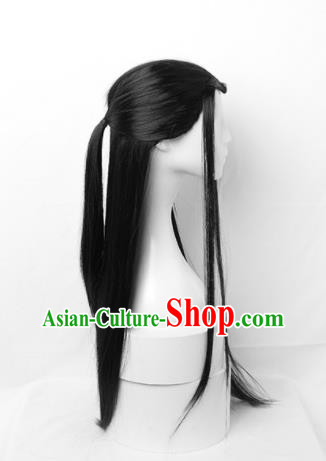 Chinese Ming Dynasty Swordsman Wigs Traditional Cosplay Childe Headdress Ancient Young Male Hairpieces Chinese Ming Dynasty Swordsman Wigs Traditional Cosplay Childe Headdress Ancient Young Male Hairpieces