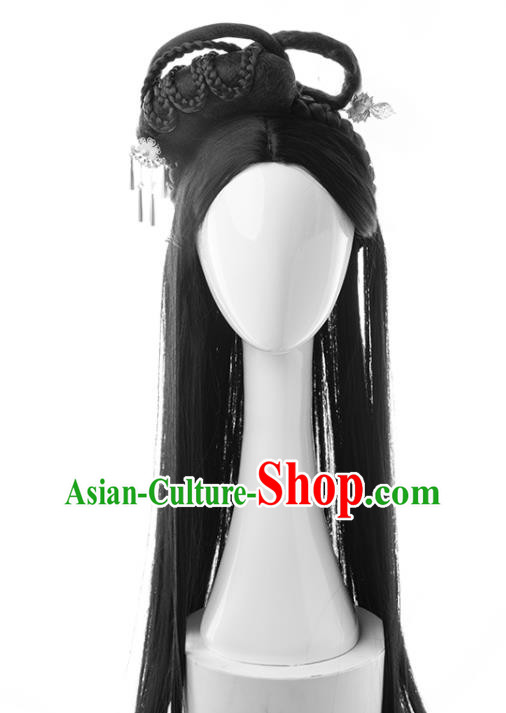 Chinese Ming Dynasty Princess Hairpieces Traditional Hanfu Dance Wigs Chignon Ancient Fairy Headdress Chinese Ming Dynasty Princess Hairpieces Traditional Hanfu Dance Wigs Chignon Ancient Fairy Headdress
