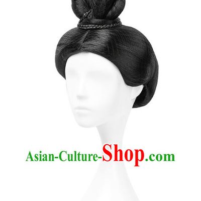 Chinese Ancient Palace Lady Headdress Tang Dynasty Court Woman Hairpieces Traditional Hanfu Dance Wigs Chignon