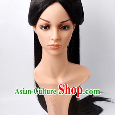 Chinese Ancient Court Woman Headdress Qin Dynasty Empress Hairpieces Traditional Drama Legend of Mi Yue Queen Wigs Chignon