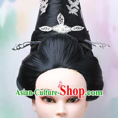 Chinese Traditional Hanfu Palace Woman Wigs Chignon Ancient Imperial Concubine Headdress Tang Dynasty Empress Hairpieces