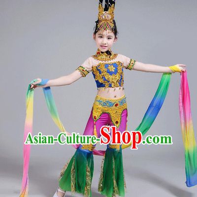 China Flying Dance Clothing Dunhuang Apsaras Dance Dress Children Classical Dance Costumes Girl Stage Performance Dancewear