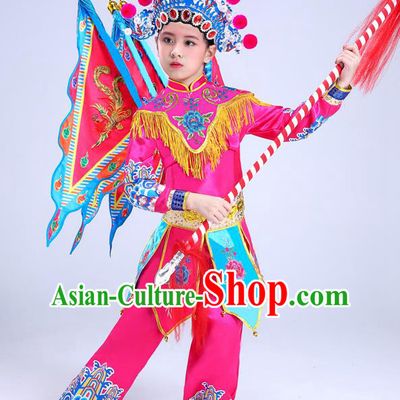 China Opera Dance Pink Outfits Children Classical Dance Costumes Girl Stage Performance Dancewear Peking Opera Blues Clothing