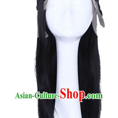 Chinese Traditional Drama Princess Weiyoung Cosplay Knight Headdress Ancient Young Swordsman Hairpieces Handmade Jin Dynasty Prince Wigs