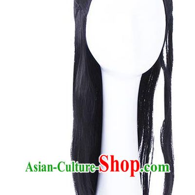 Chinese Handmade Ming Dynasty Swordsman Wigs Traditional Drama The Untamed Cosplay Wei Wuxian Headdress Ancient Young Knight Hairpieces