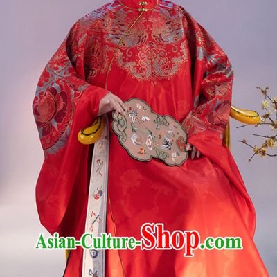 Top Red Chinese Ancient Imperial Wedding Dress Ming Dynasty Queen Clothing for Women