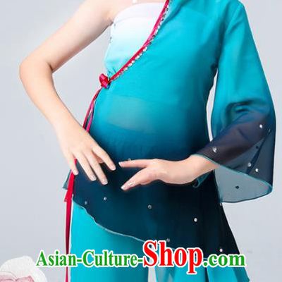 China Umbrella Dance Clothing Fan Dance Blue Outfits Children Classical Dance Costumes Stage Performance Dancewear