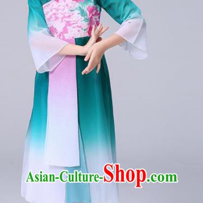 China Umbrella Dance Clothing Palace Fan Dance Green Outfits Children Classical Dance Costumes Girl Stage Performance Dancewear