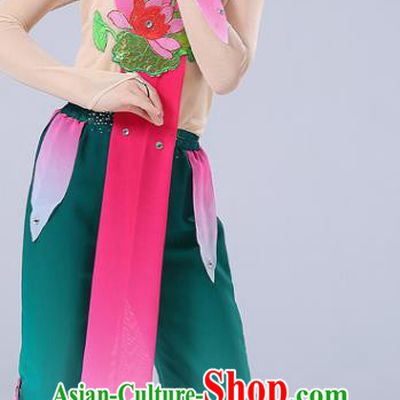 Chinese Children Yangko Dance Uniforms Folk Dance Costumes Girl Lotus Dance Dress New Year Performance Green Clothing