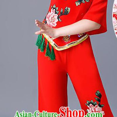 Chinese Yangko Dance Costumes Girl Drum Dance Dress New Year Performance Clothing Children Folk Dance Red Uniforms
