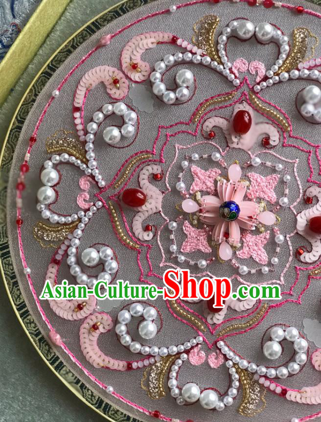 China Wedding Circular Fan Traditional Bride Pink Palace Fan Handmade Hanfu Fans China Wedding Circular Fan Traditional Bride Pink Palace Fan Handmade Hanfu Fans