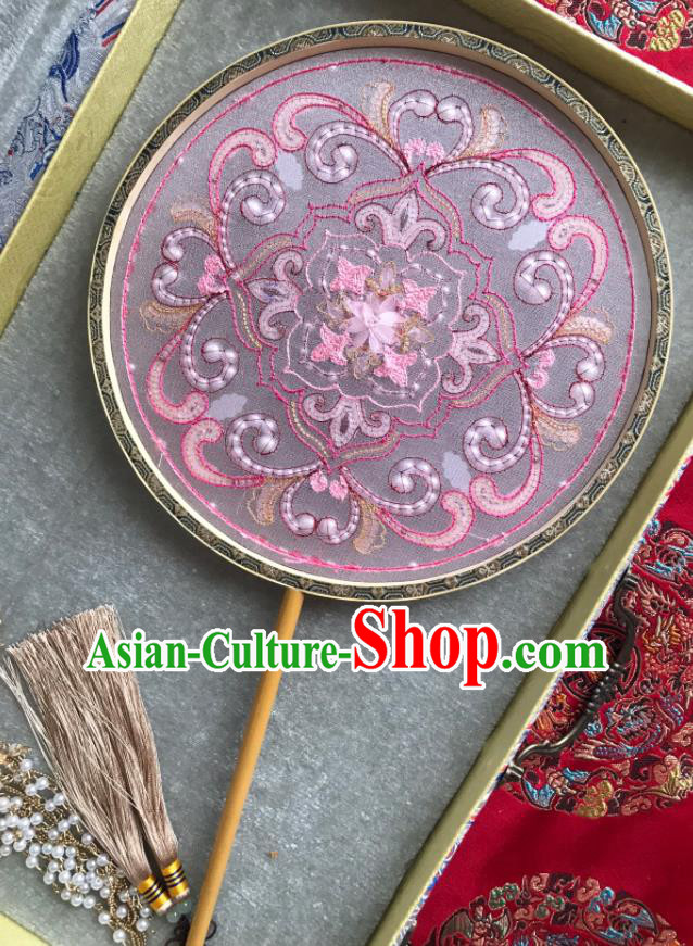 China Wedding Circular Fan Traditional Bride Pink Palace Fan Handmade Hanfu Fans China Wedding Circular Fan Traditional Bride Pink Palace Fan Handmade Hanfu Fans