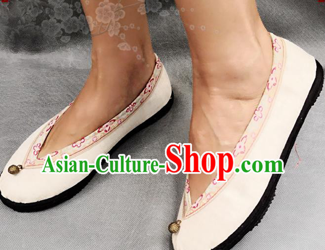 Handmade China National Woman Shoes Yunnan Beige Flax Shoes Ethnic Folk Dance Shoes Handmade China National Woman Shoes Yunnan Beige Flax Shoes Ethnic Folk Dance Shoes