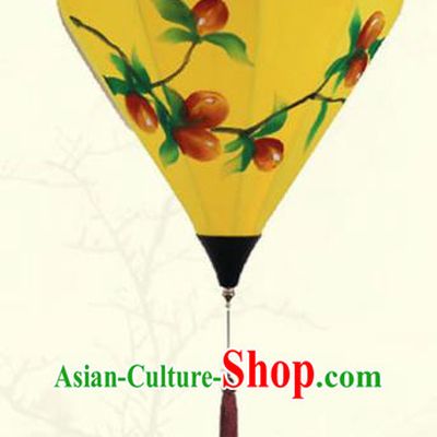 China Classical Yellow Cloth Diamond Lamp Traditional New Year Hanging Lanterns Handmade Painting Lantern