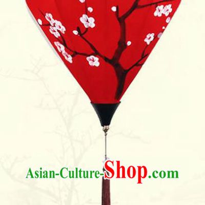 China Handmade Painting Plum Blossom Lantern Classical Red Cloth Diamond Lamp Traditional New Year Hanging Lanterns