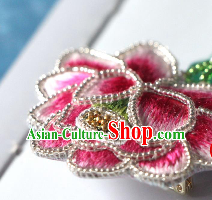 Handmade China Classical Qipao Jade Lotus Leaf Brooch Accessories Embroidered Pink Breastpin Handmade China Classical Qipao Jade Lotus Leaf Brooch Accessories Embroidered Pink Breastpin