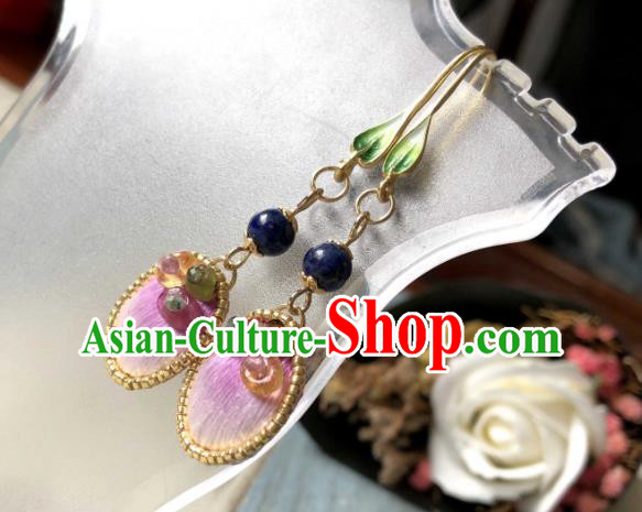 China Handmade Cheongsam Ear Accessories Suzhou Embroidered Pink Earrings National Woman Ear Jewelry China Handmade Cheongsam Ear Accessories Suzhou Embroidered Pink Earrings National Woman Ear Jewelry