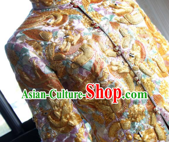 Chinese Traditional Wedding Garment Costumes Bride Xiuhe Suits Embroidered Phoenix Champagne Dress Chinese Traditional Wedding Garment Costumes Bride Xiuhe Suits Embroidered Phoenix Champagne Dress