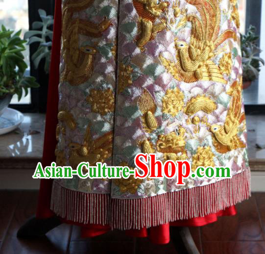 Chinese Traditional Wedding Garment Costumes Bride Xiuhe Suits Embroidered Phoenix Champagne Dress Chinese Traditional Wedding Garment Costumes Bride Xiuhe Suits Embroidered Phoenix Champagne Dress