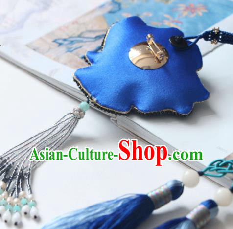 Handmade China Suzhou Embroidered Blue Rosy Belt Pendant Classical Hanfu Waist Accessories Handmade China Suzhou Embroidered Blue Rosy Belt Pendant Classical Hanfu Waist Accessories