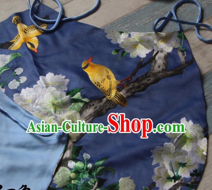 Chinese Traditional Navy Silk Stomachers National Woman Undergarment Suzhou Embroidered Pear Blossom Bellyband Chinese Traditional Navy Silk Stomachers National Woman Undergarment Suzhou Embroidered Pear Blossom Bellyband
