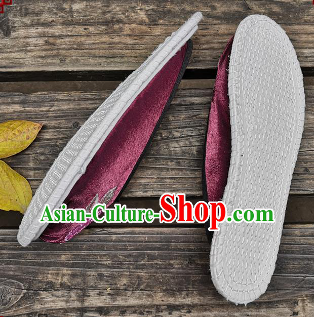 Chinese National Shoes Handmade Embroidery Purple Satin Shoes Woman Slippers Chinese National Shoes Handmade Embroidery Purple Satin Shoes Woman Slippers