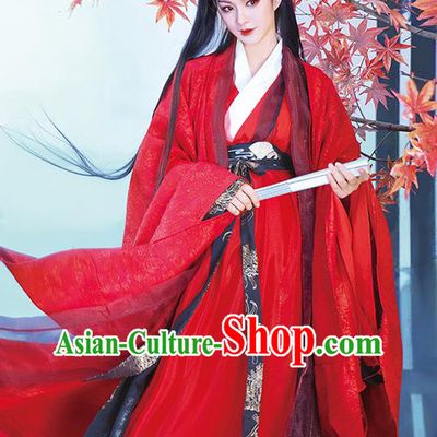 China Traditional Jin Dynasty Young Childe Historical Garment Costumes Ancient Swordsman Red Hanfu Clothing for Men