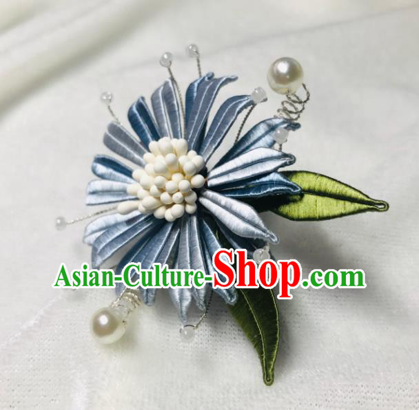 Chinese Handmade Blue Silk Cornflower Brooch Traditional Cheongsam Breastpin Accessories Chinese Handmade Blue Silk Cornflower Brooch Traditional Cheongsam Breastpin Accessories