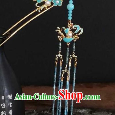 Chinese Handmade Beads Tassel Hairpin Traditional Ming Dynasty Hair Accessories Ancient Noble Lady Hair Clip