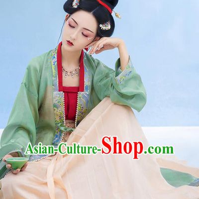 Traditional China Song Dynasty Imperial Consort Historical Clothing Ancient Court Woman Dress Garments and Headpieces Full Set