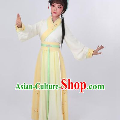 China Peking Opera Hua Tan Clothing Ancient Fairy Yellow Dress Huangmei Opera Actress Garment Costumes