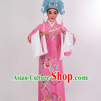 Chinese Opera Scholar Embroidered Rosy Robe Costume Beijing Opera Xiaosheng Uniforms Yue Opera Young Childe Clothing