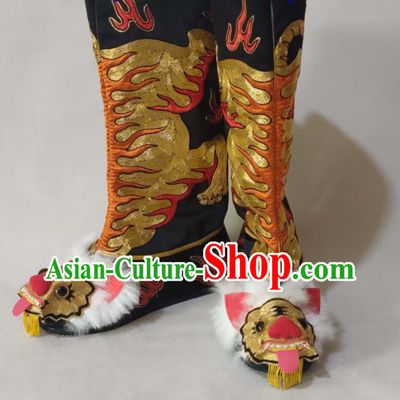 China Traditional Peking Opera Takefu Shoes Peking Opera Warrior Shoes Sichuan Opera Tiger Head Boots