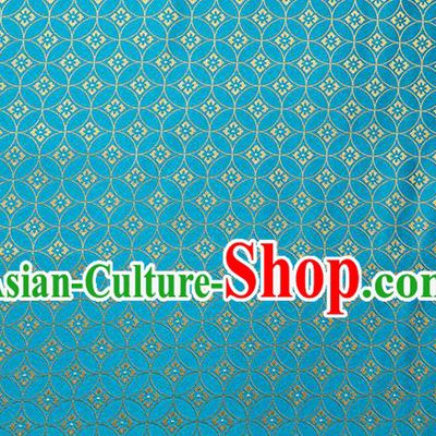 China Traditional Hanfu Satin Fabric Classical Copper Pattern Brocade Material Tang Suit Silk Damask Jacquard Blue Tapestry