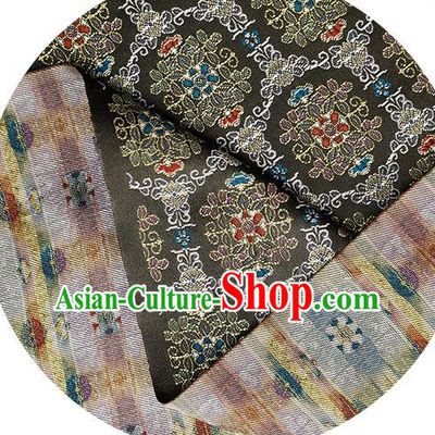 China Jacquard Textile Tapestry Traditional Hanfu Satin Fabric Classical Pattern Black Brocade Material Tang Suit Silk Damask