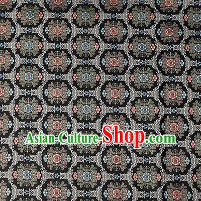 China Traditional Hanfu Satin Fabric Classical Pattern Black Brocade Material Tang Suit Silk Damask Jacquard Textile Tapestry