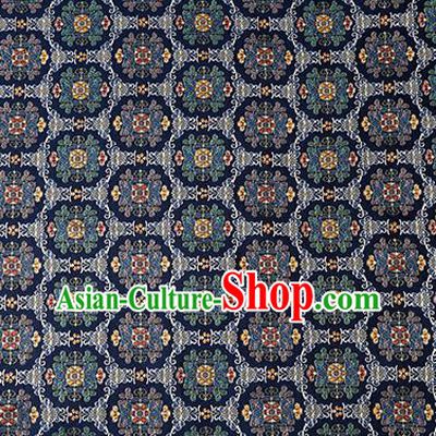 China Classical Pattern Navy Brocade Material Tang Suit Silk Damask Jacquard Textile Tapestry Traditional Hanfu Satin Fabric