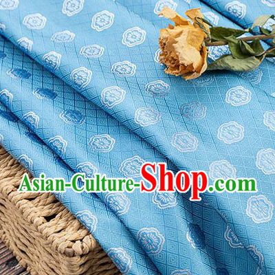 China Classical Plum Blossom Pattern Blue Brocade Fabric Tang Suit Silk Damask Jacquard Satin Tapestry Traditional Cheongsam Textile Material