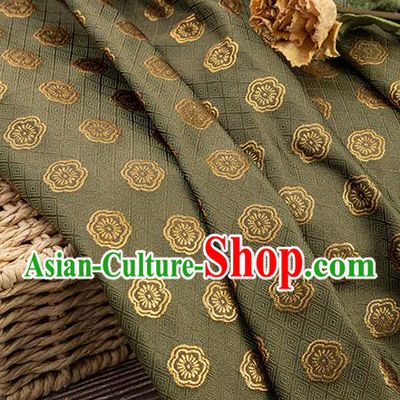 China Traditional Cheongsam Textile Material Classical Plum Blossom Pattern Olive Green Brocade Fabric Tang Suit Silk Damask Jacquard Satin Tapestry