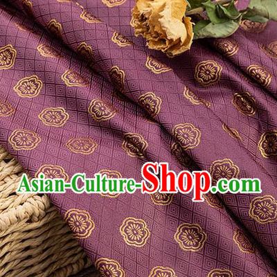 China Tang Suit Silk Damask Jacquard Satin Tapestry Traditional Cheongsam Textile Material Classical Plum Blossom Pattern Purple Brocade Fabric