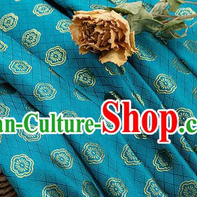 China Jacquard Tapestry Traditional Cheongsam Fabric Material Classical Plum Blossom Pattern Lake Blue Brocade Tang Suit Silk Damask