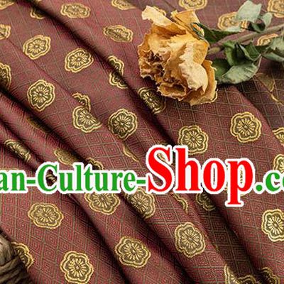China Traditional Cheongsam Fabric Classical Plum Blossom Pattern Brownish Red Brocade Tang Suit Silk Damask Jacquard Tapestry