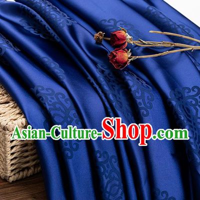China Jacquard Silk Tapestry Traditional Mongolian Robe Fabric Classical Lucky Pattern Deep Blue Brocade Tang Suit Damask