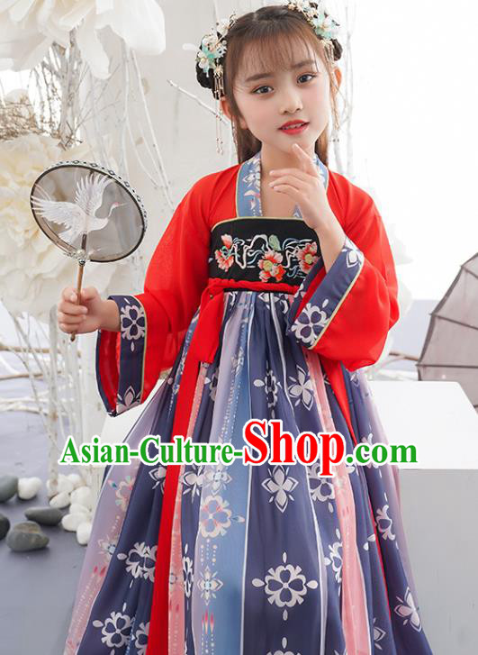 China Children Dance Hanfu Dress Ancient Girl Princess Fashion Costumes Traditional Tang Dynasty Clothing China Children Dance Hanfu Dress Ancient Girl Princess Fashion Costumes Traditional Tang Dynasty Clothing